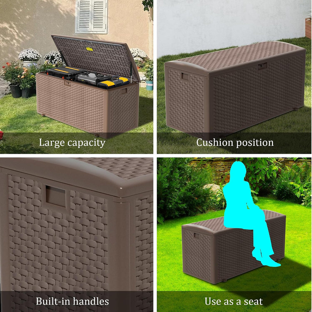 Outdoor Storage Box Waterproof, 180 Gallon Pro Lockable Resin Deck Box Large,...
