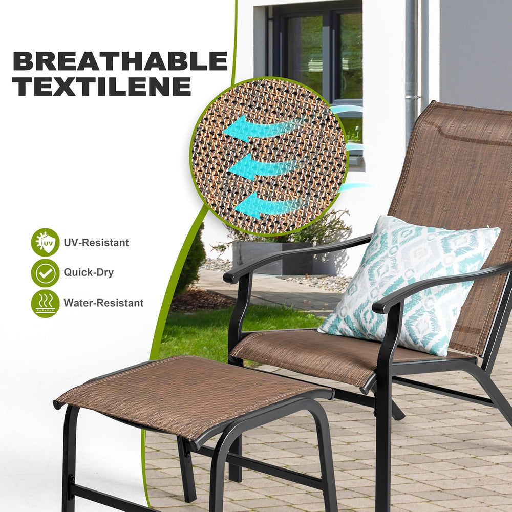 NUU GARDEN Outdoor Patio Chair, Patio Dining Chair with Ottoman, All-Weather ...