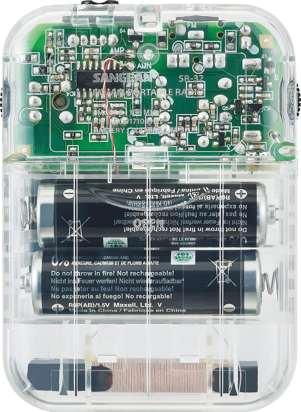 Sangean SR-32CL AM/FM Pocket Analog Radio (Clear)