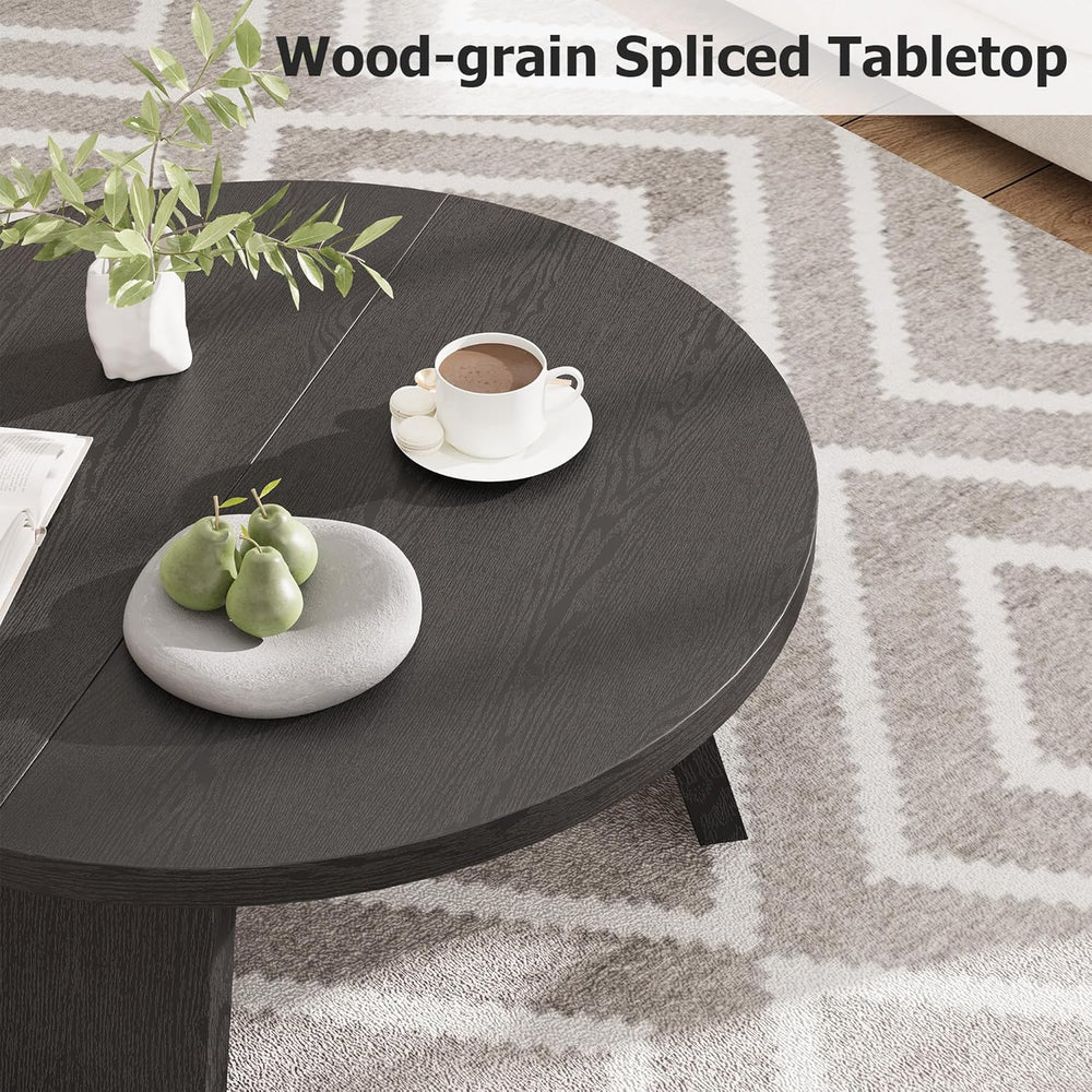 Garvee 33.5" Modern Round Coffee Table for Living Room, Black