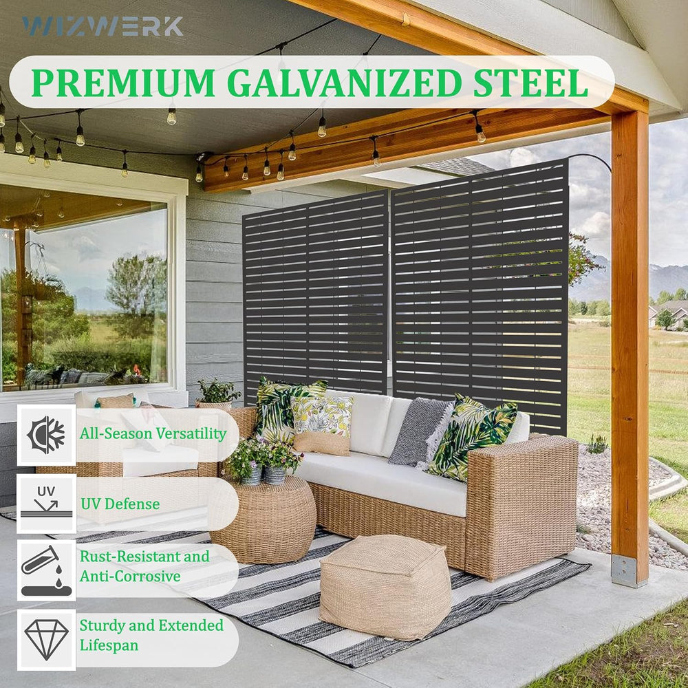 6FT Outdoor Metal Privacy Screen โ Decorative Privacy Fence and Room/Garden D...