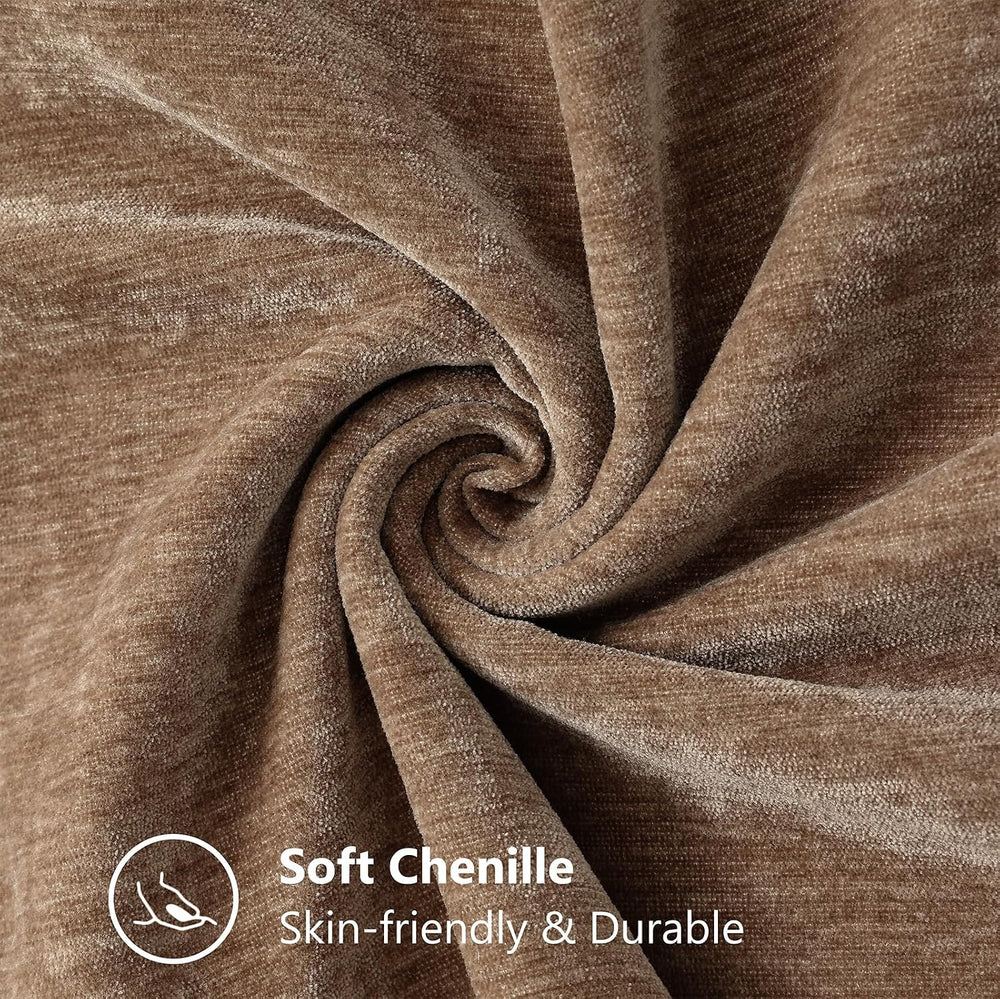 decorUhome Soft Chenille Throw Pillow Covers 24x24 Set of 2 Brown