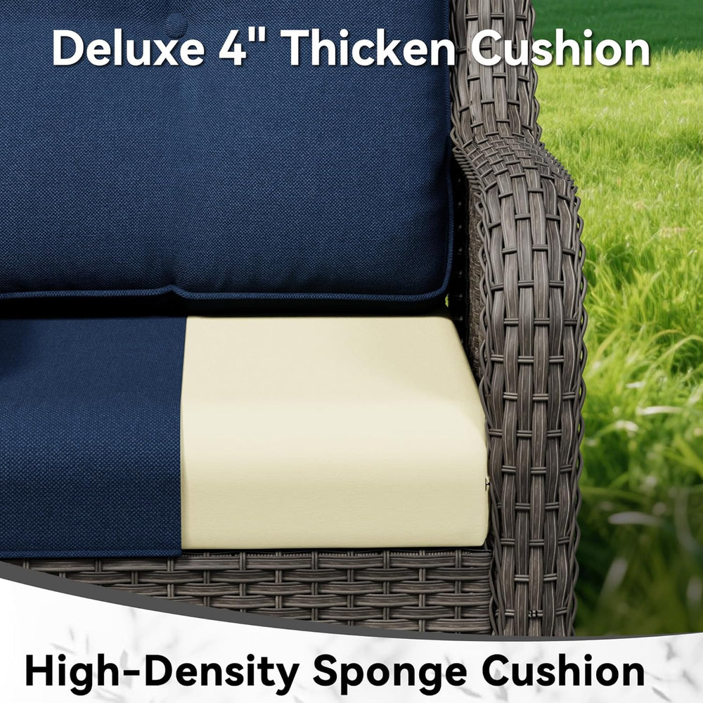 3 Pieces Outdoor Wicker Patio Furniture Set - Patio Chairs Set with Thickened...