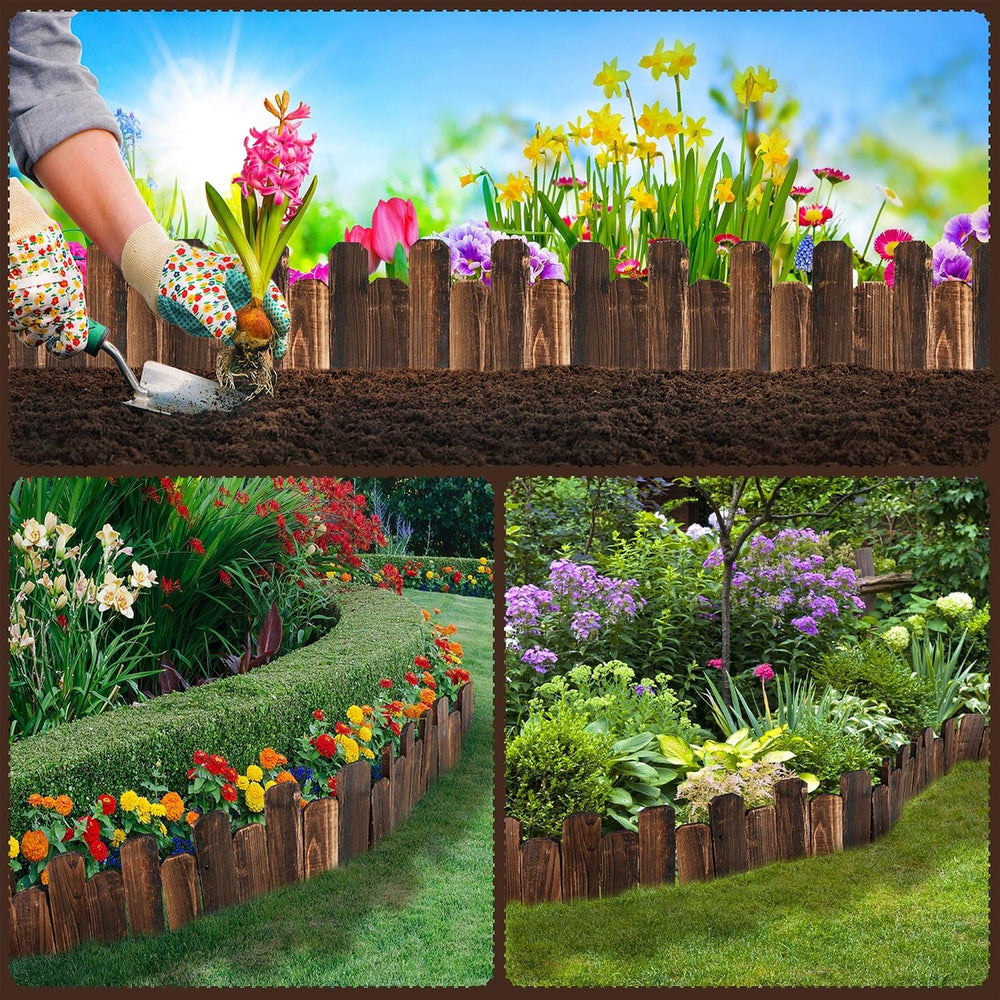 Bucherry 8 Pcs Wood Garden Edging Border No Digging Landscape Edging