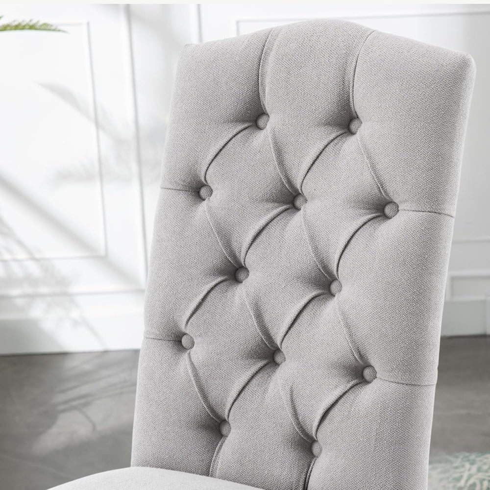 Tufted Dining Chair Fabric Button Upholstered Modern Kitchen Diner Set of 6