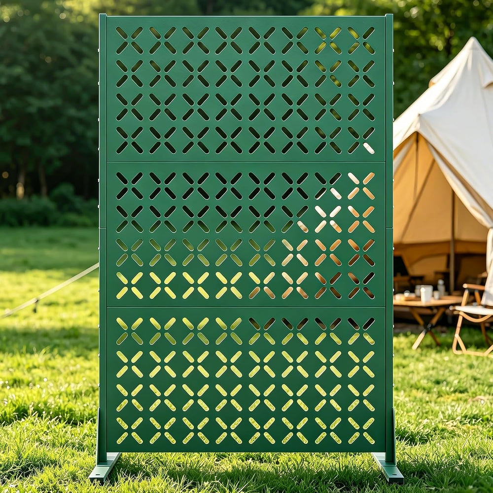 Green Metal Outdoor Privacy Screen Freestanding Privacy Screens,72" H x ...