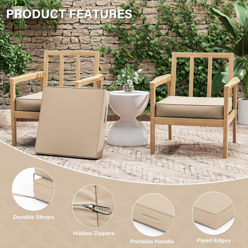 Patio Chair Cushions 22 x 22 x 4 Inch Waterproof Outdoor Seat Cushions for Pa...