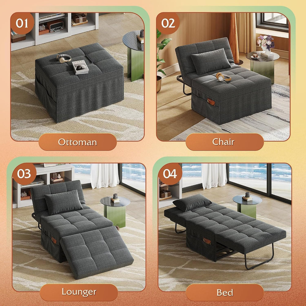 WLIVE Folding Ottoman Bed, 4-in-1 Multi-Function, Convertible Sofa Bed Foot R...