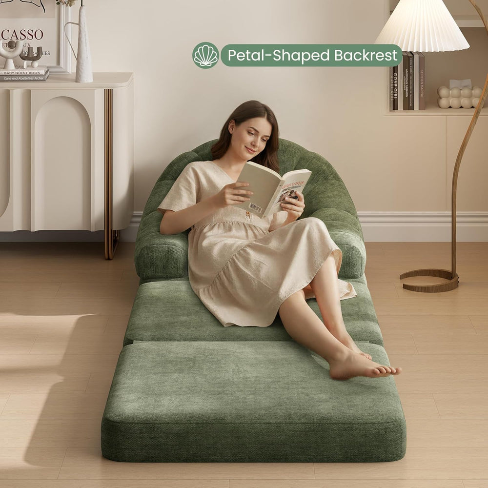 Yaheetech 93" Folding Sofa Bed Convertible Sofa Chenille, Green