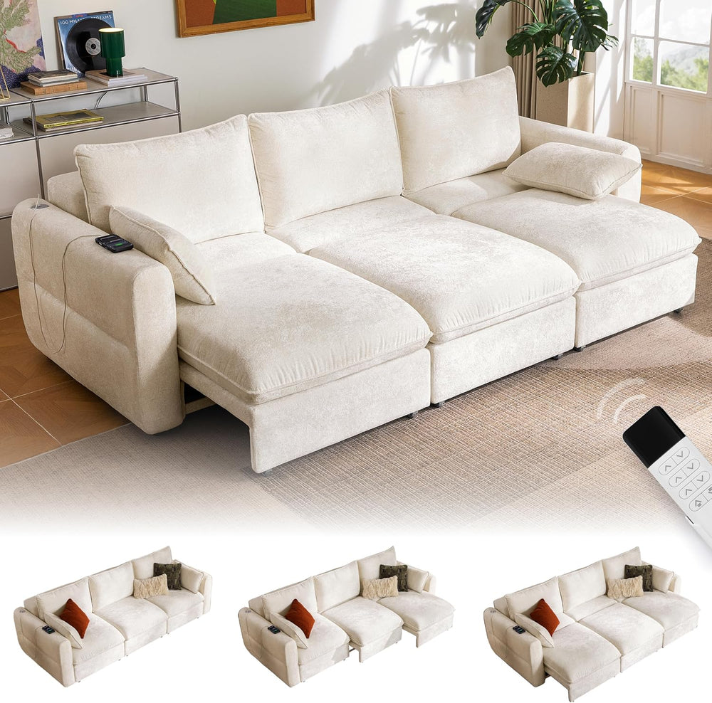 103" Electric Pull Out Sleeper Sofa Bed, 2in1 Power Extendable Couch Bed