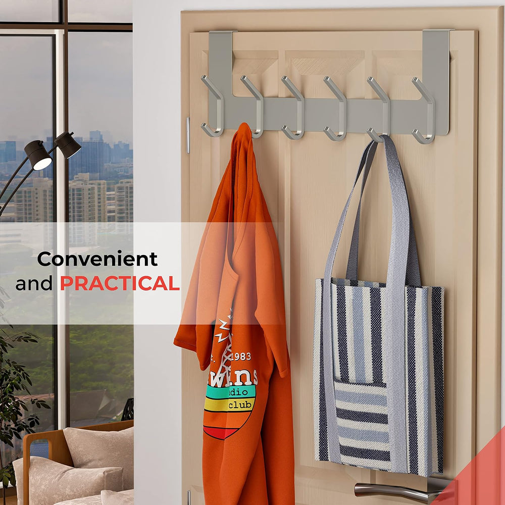 Brushed Nickel Over The Door Hooks, Heavy Duty Stainless Steel Door Hanger wi...