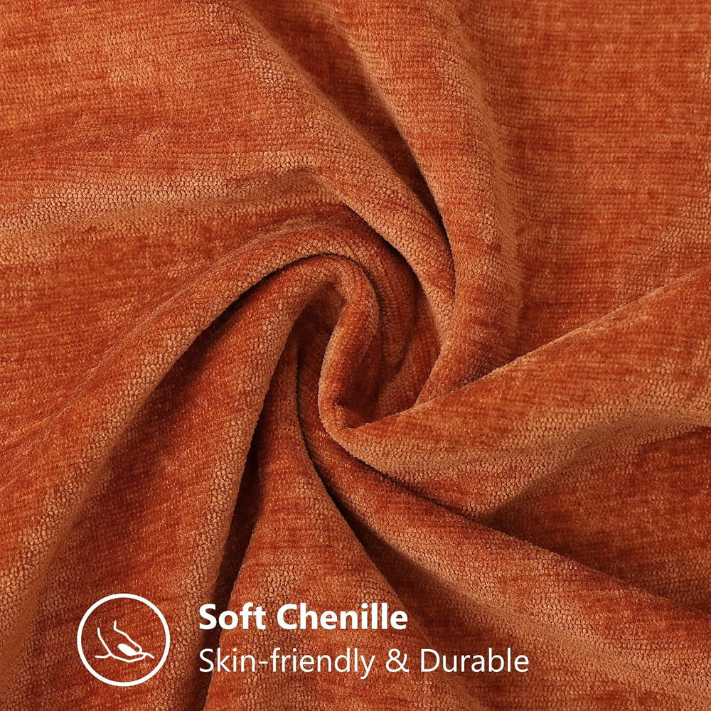decorUhome Soft Chenille Throw Pillow Covers 22x22 Set of 2 Burnt Orange