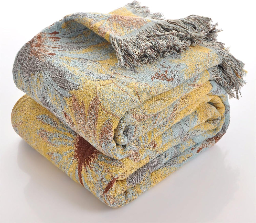Boho Cotton Throw Blankets for Bed Couch, 100% Soft Cozy Cotton Blanket Rusti...