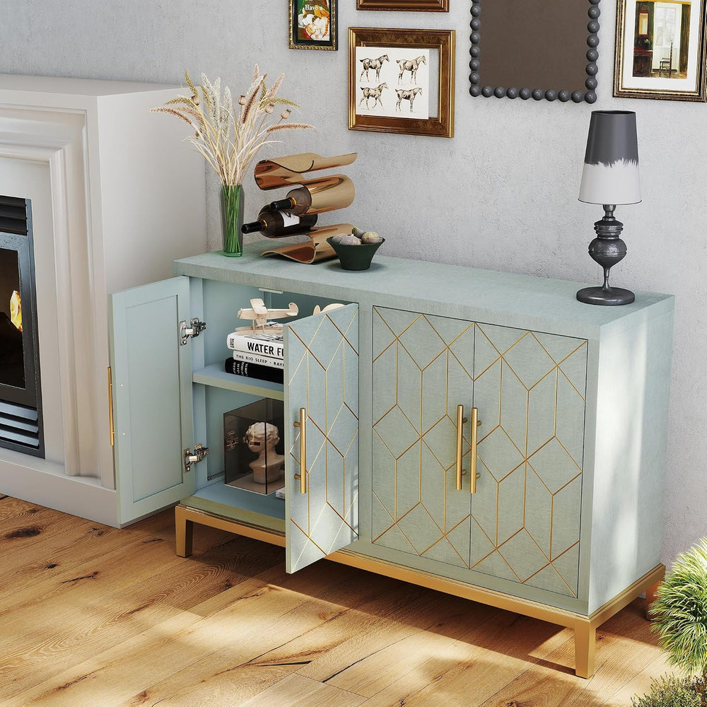 47.8" Accent Storage Cabinet with 4 Doors, Modern Sideboard Buffet Cabin...