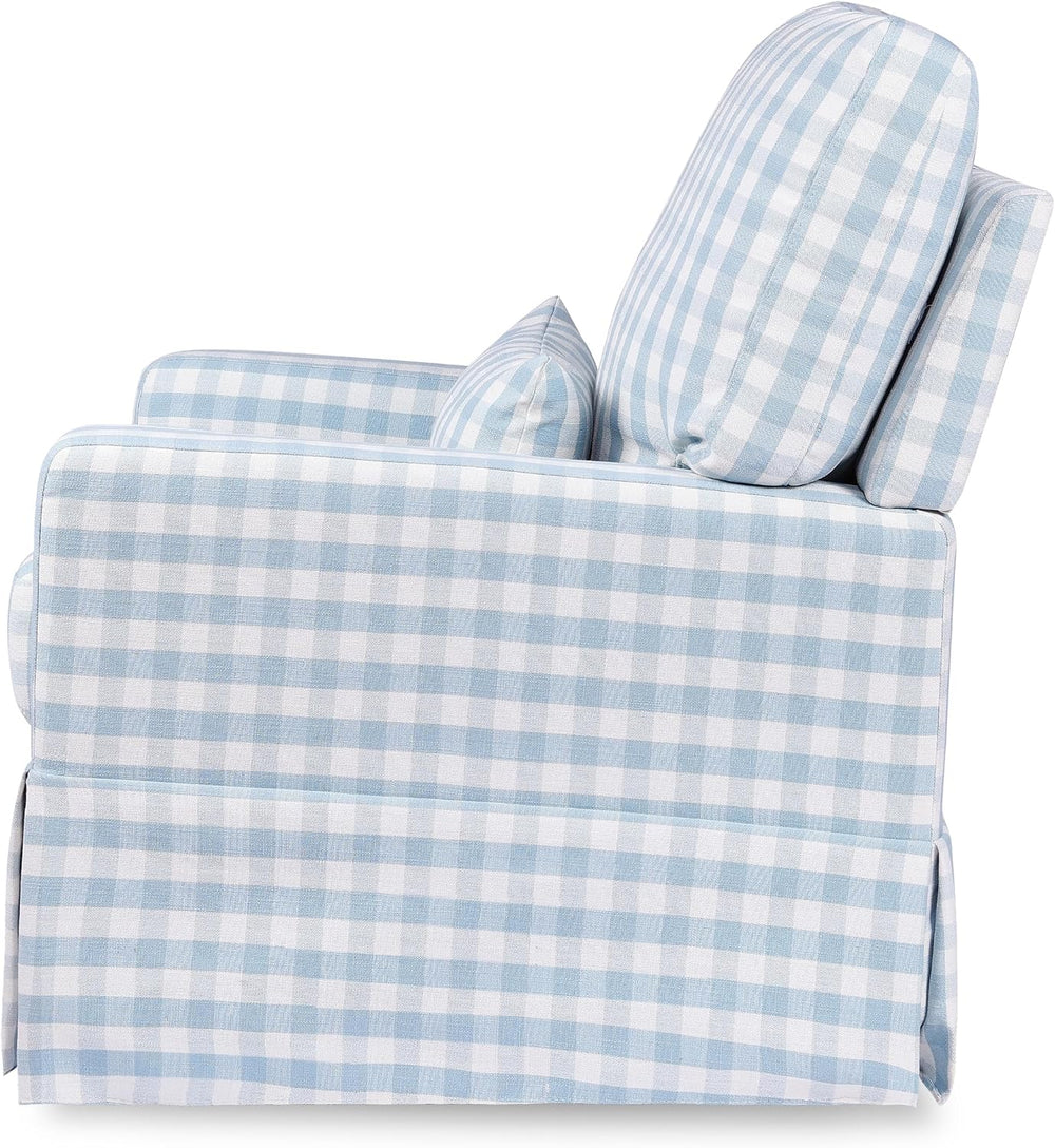 NAMESAKE Crawford Pillowback Comfort Swivel Glider, Blue Gingham