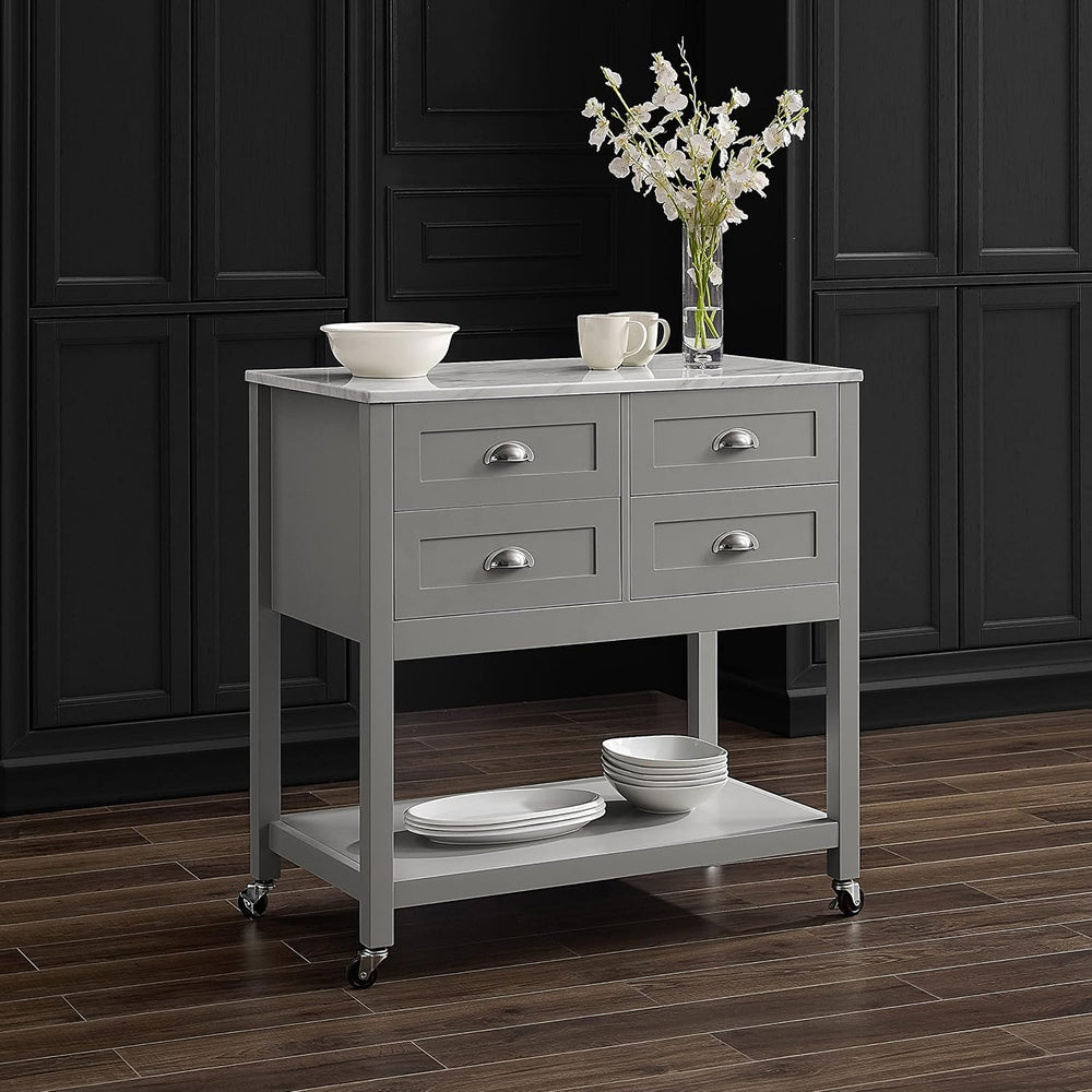 Crosley Furniture Connell Rolling Kitchen Island, Storage Drawers