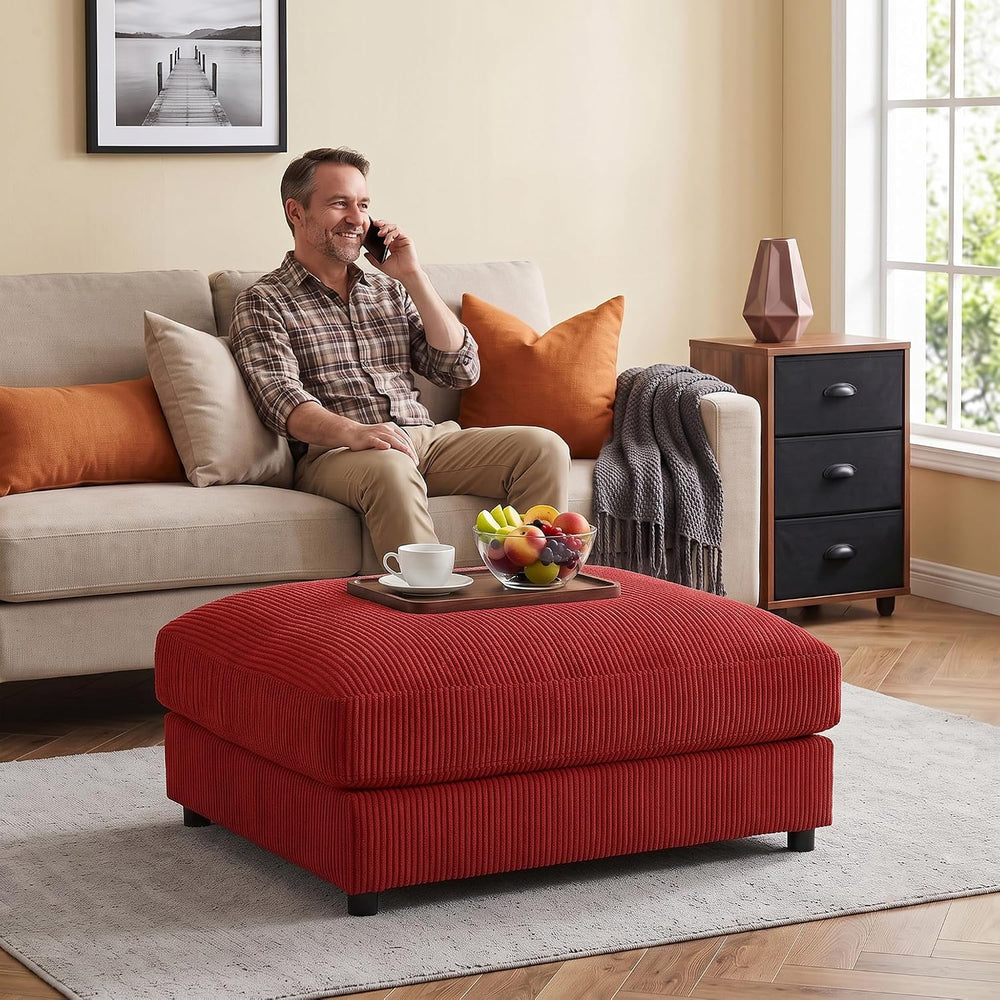Mofolit 40" Rectangle Corduroy Ottoman Oversized Upholstered Footrest(Red)