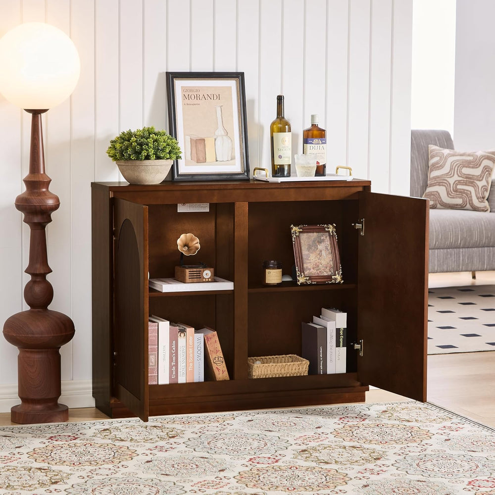 LKTART Narrow Sideboard Buffet Storage Cabinet,Thin Entryway Cabinet,Walnut