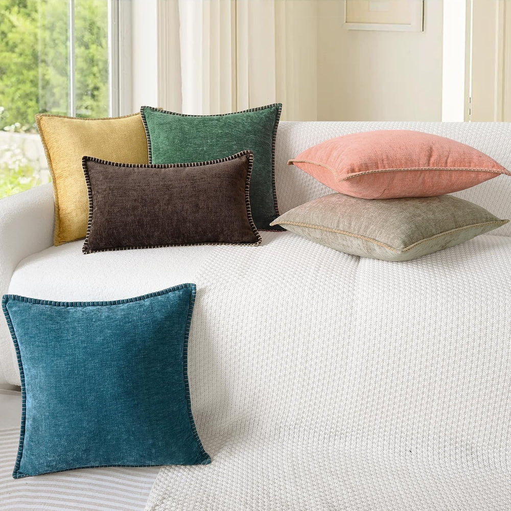 CaliTime Decorative Couch Throw Pillow Covers 24 X 24 Inches Dark Green