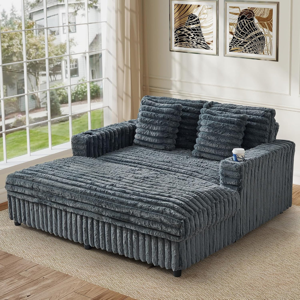 RARZOE 60.43'' Oversized Chaise Lounge Chair Indoor, Grey