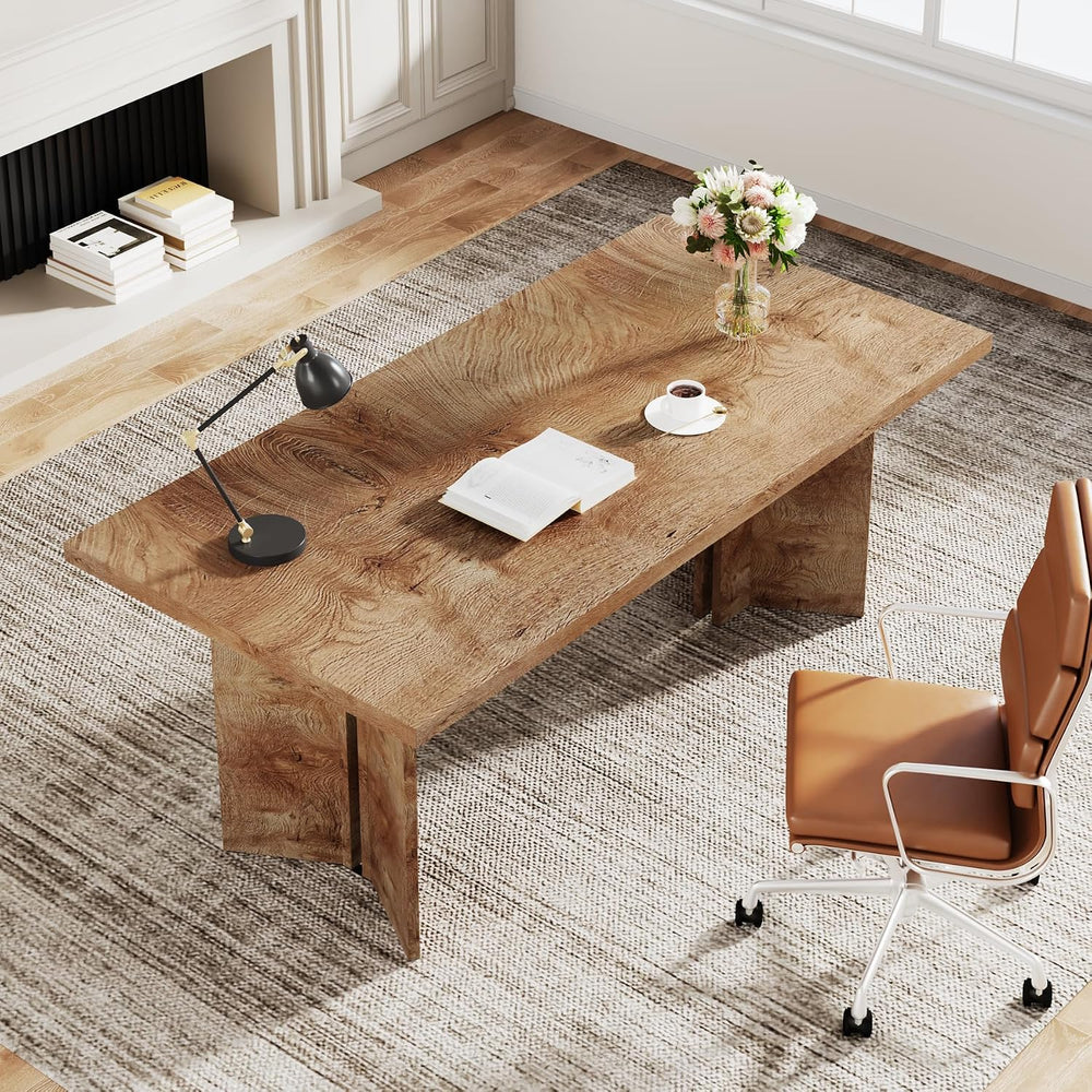 Tribesigns 63-inch Executive Desk, Vintage Home Office Computer Desk with Lar...