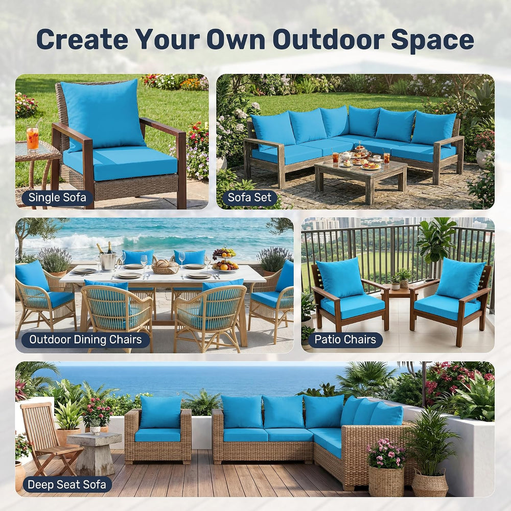 UNIKOME Outdoor Seat Cushions 19 X 19 Inch - Water-Resistant & Fade Resis...