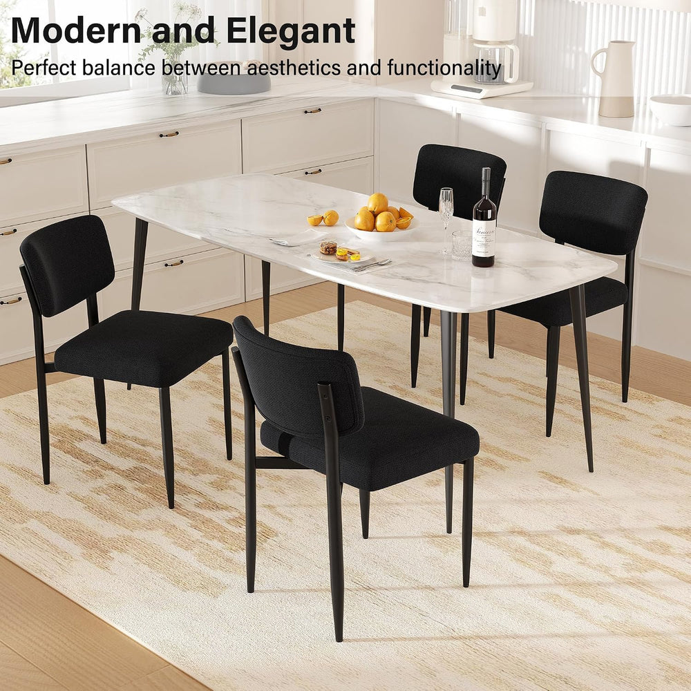 Modern Dining Chairs Set of 6, Fabric Kitchen Chairs,Black