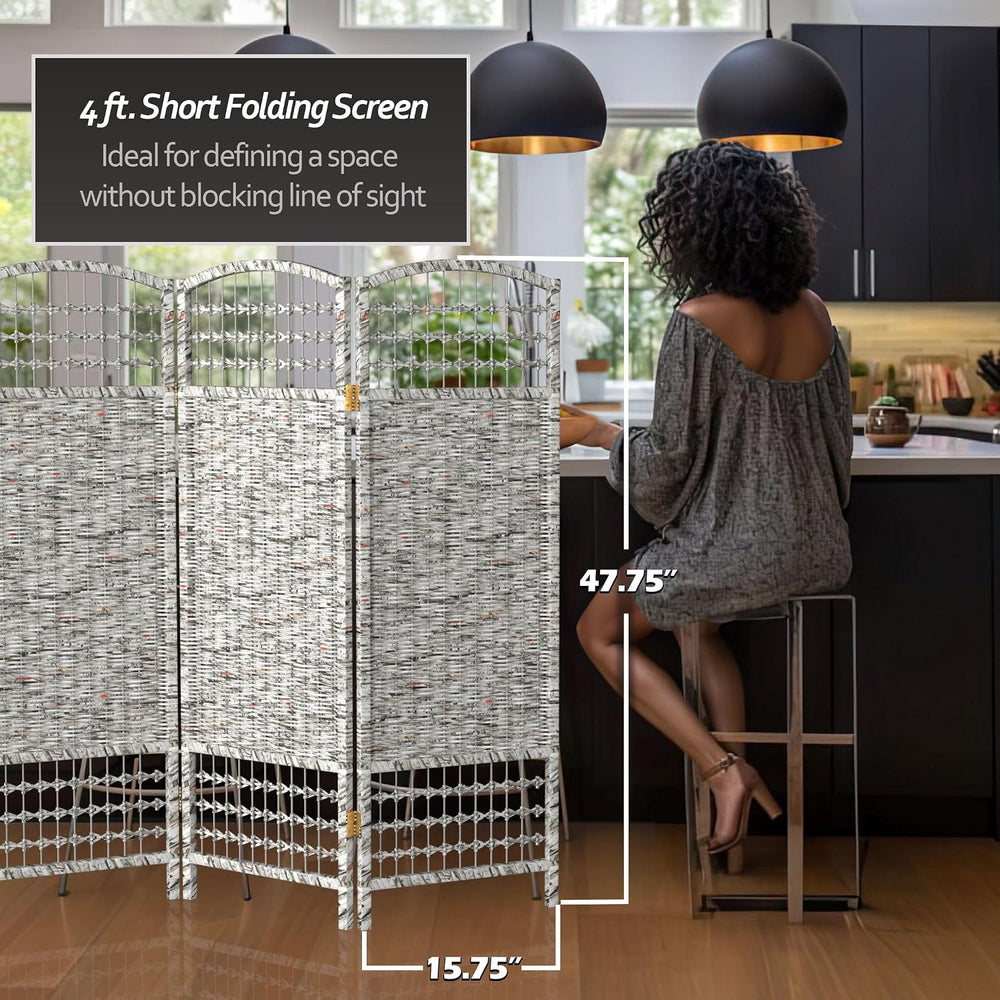 4 ft. Short Recycled Newspaper Folding Screen - 3 Panels