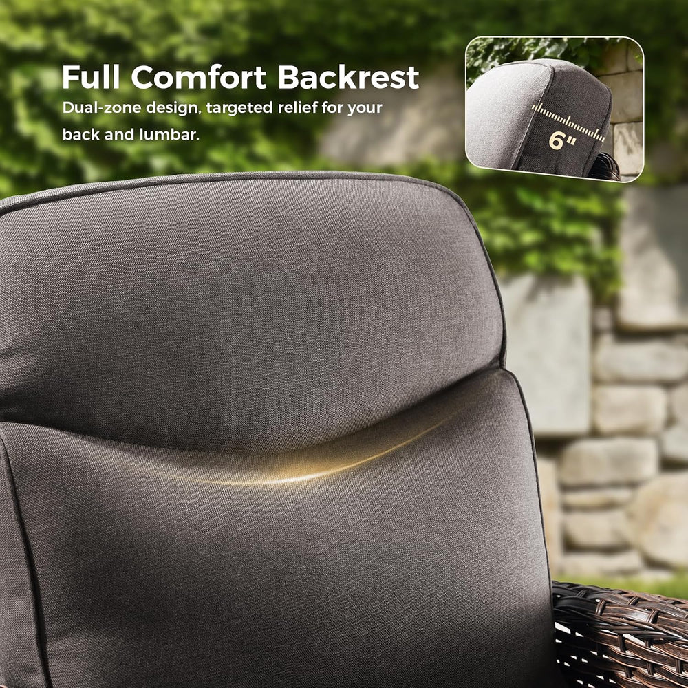 Luxury Outdoor Swivel Rocker Patio Chairs with 6-Inch Thick Cushions, High Ba...