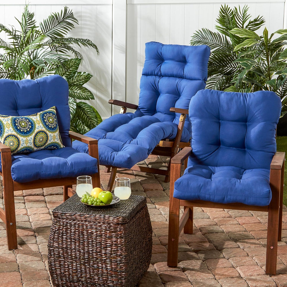 Greendale Home Fashions Outdoor 42x21-inch Seat/Back Chair Cushion, Blue