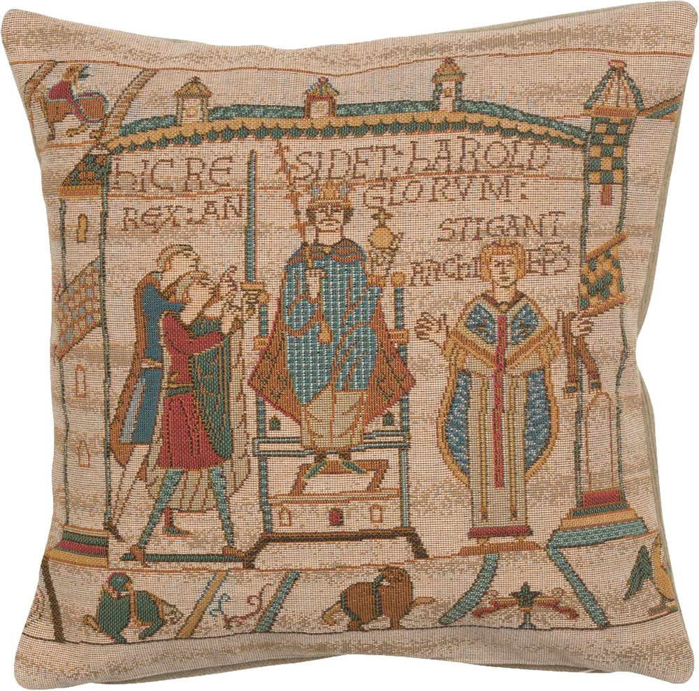 Bayeux Cathedral Tapestry Throw Pillow Cover 14 x 14 in