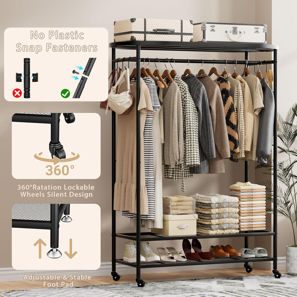 BACEKOLL Clothes Rack with Cover Heavy Duty Rolling Portable Closet 380LBS