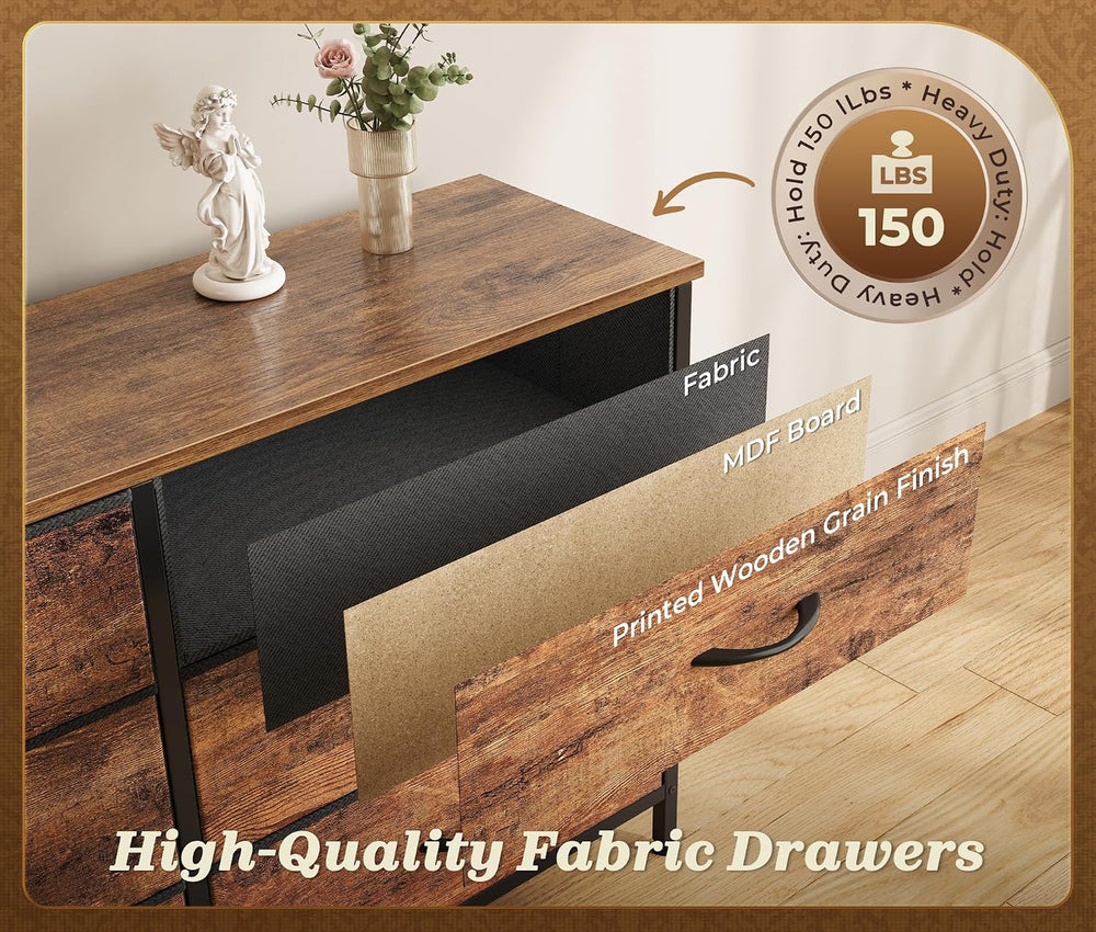 Huuger 78.7 inch Long Dresser for Bedroom, 15 Drawer Fabric Dresser for Close...