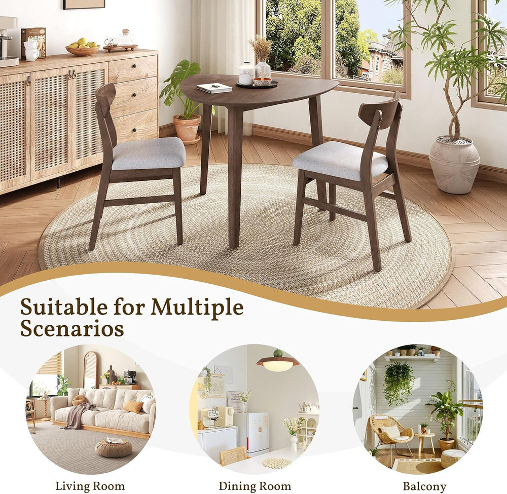P PURLOVE Modern 3 Piece Table Set, Wood Triangular Table (Brown and Grey)