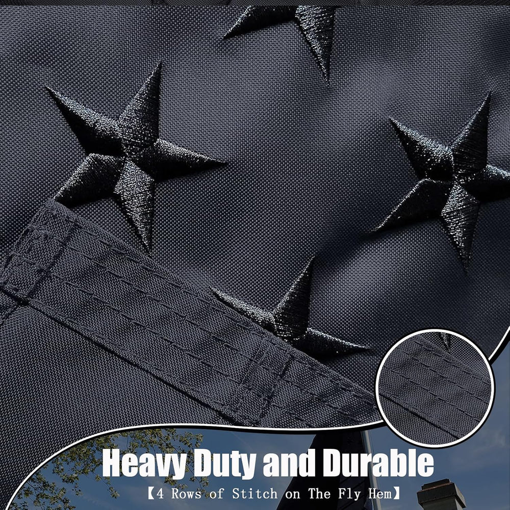 Black American Flag 5x8 Ft Outdoor, Heavy Duty Embroidered US Flag, All Black...