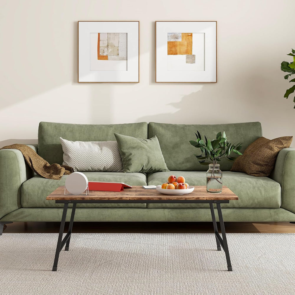 Black Coffee Table Foldable,Simple Modern Rectangular Center Table, Industria...