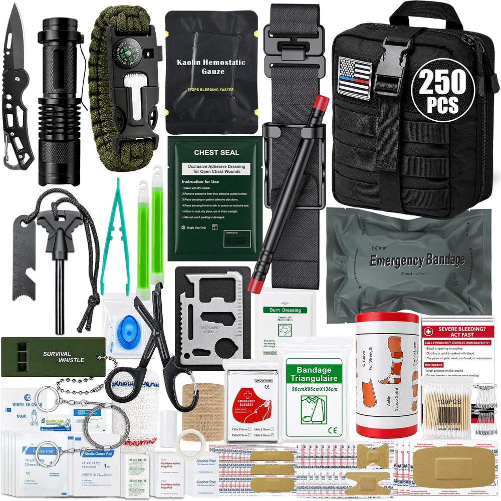 Survival First Aid Kit, 250 PCS Outdoor Emergency Kit with Tourniquet, Chest ...