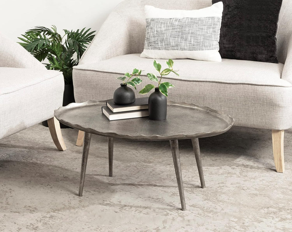 Kate and Laurel Alessia Modern Glam Oval Coffee Table; 34 x 20 x 15; Silver; ...