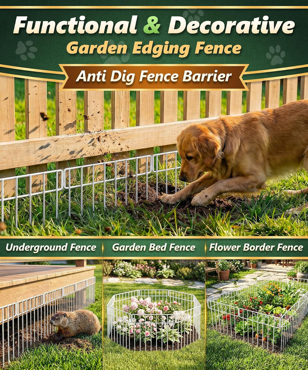 42.5FT No Dig Animal Barrier Fence Panels - 30 Pack White Garden Fence Animal...