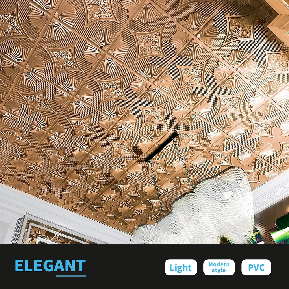 Art3d 12-Pack Waterproof 3D Drop Ceiling Tiles, 24 x 24 in, Bronze