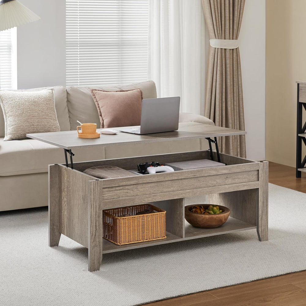 Yaheetech 39.5" Lift Top Coffee Table with Storage Shelf, Gray