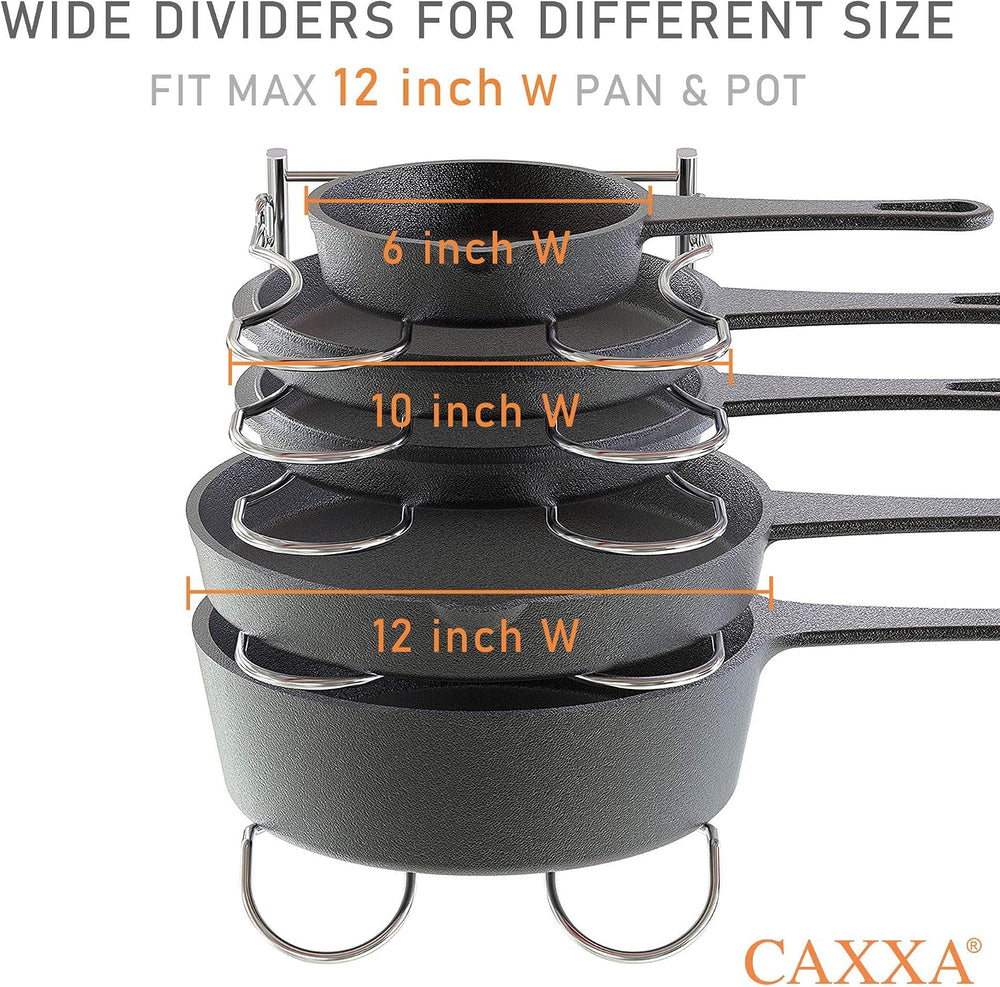 CAXXA Heavy Duty Pan Rack, Pot Lid Rack, Kitchen Cabinet Pantry Cookware Orga...