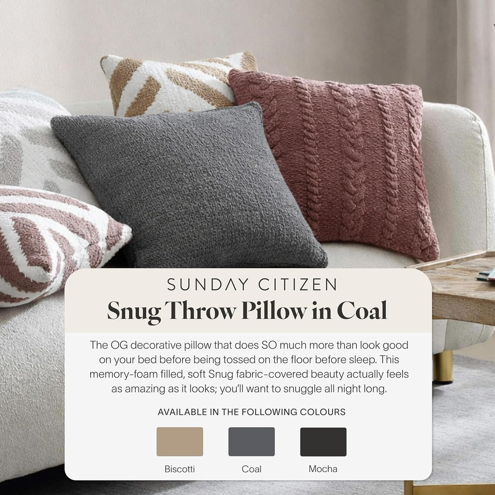 Sunday Citizen Snug Throw Pillow – Soft Memory Foam Decorative Pillow, Plush ...