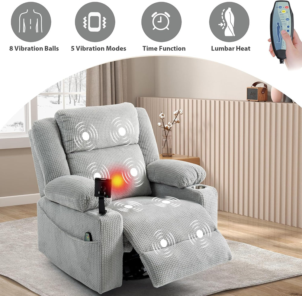 SINCRUMI Power Swivel Rocker Recliner with Dual Motor Adjustable Headrest