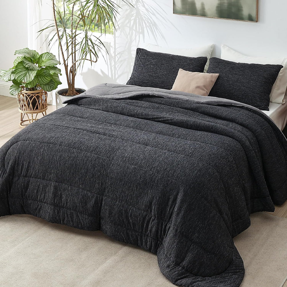 Bedsure King Size Comforter Set, All-Season & Cooling Bedding, Black