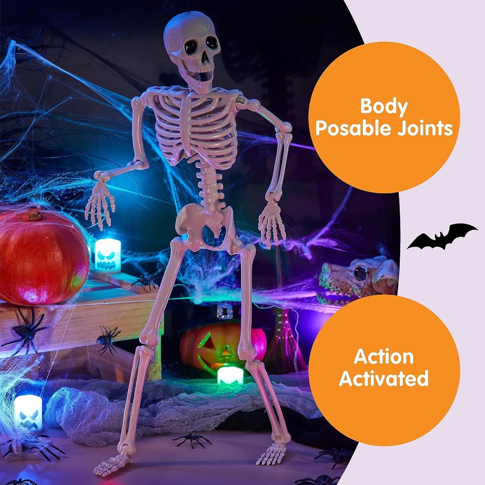 JOYIN 10 PCS 16" Halloween Skeleton Decor, Full Body Stayable Movable Jo...