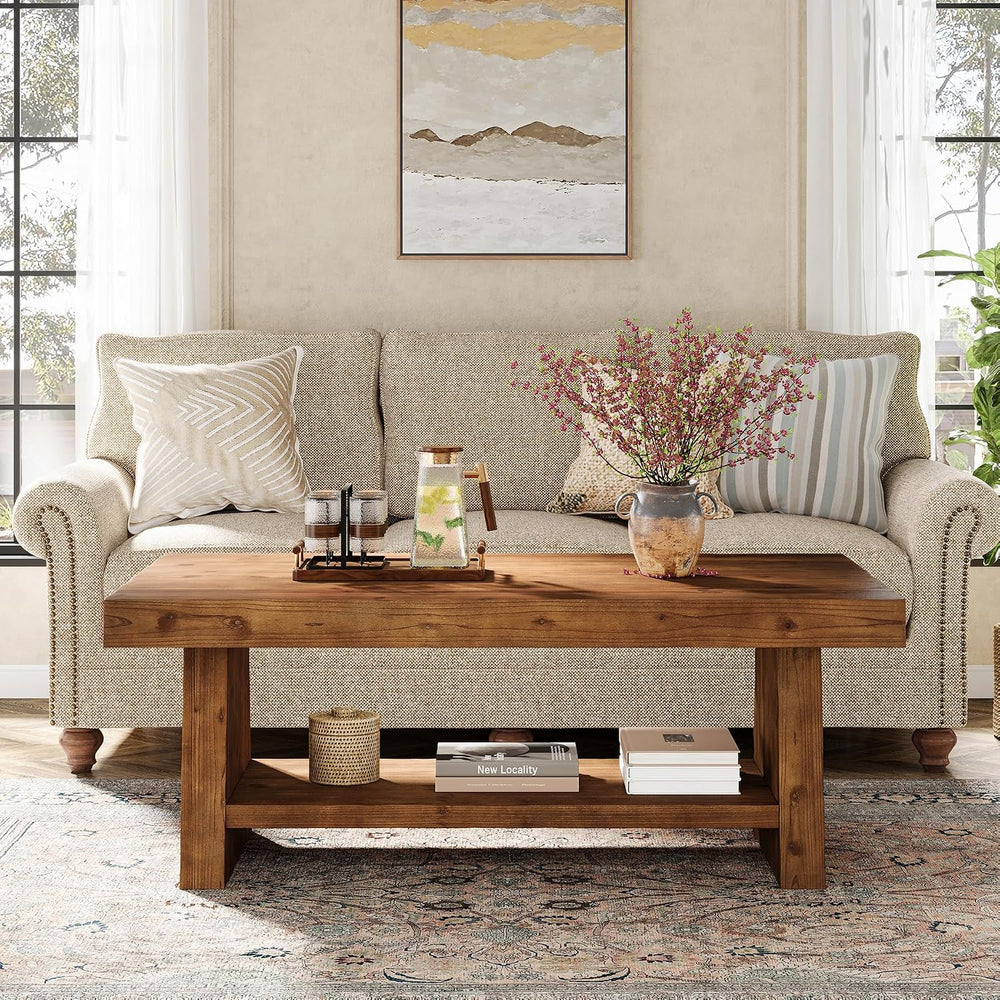 47" Farmhouse Solid Wood Coffee Table for Living Room