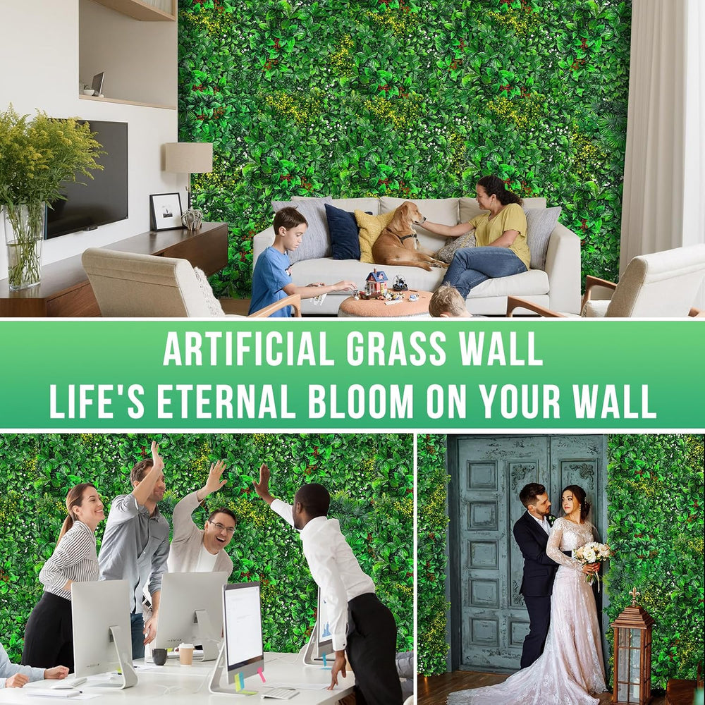 Grooy Artificial Boxwood Panels, 12PCS 20"x20" Tropical Grass Wall