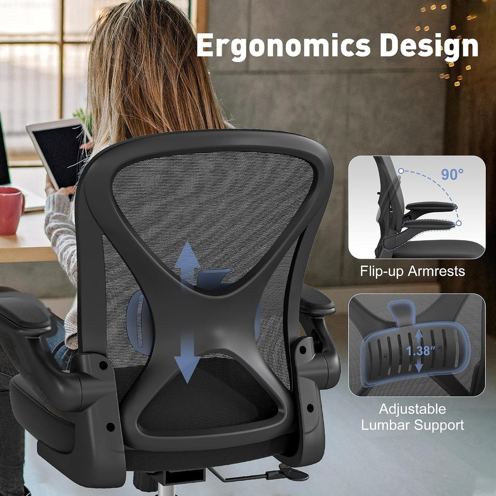 Ergonomic Mesh Office Chair, Adjustable Lumbar Support, Black