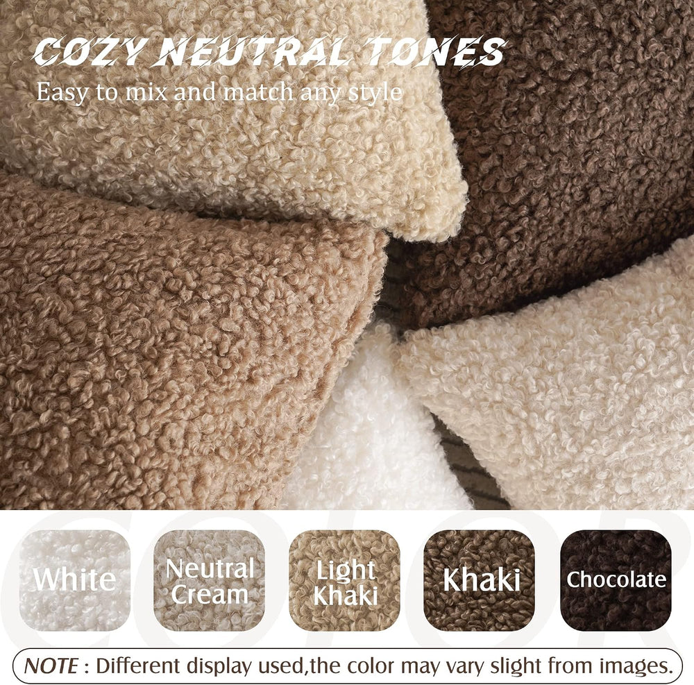 Foindtower Decorative Fuzzy Faux Fur Throw Pillow Covers 22x22 Inch Oatmeal
